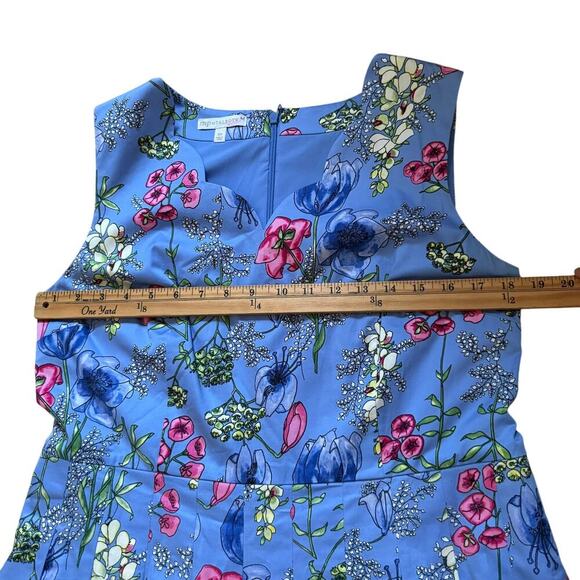 RSVP By Talbots Fit & Flare Blue Floral Cottagecore Dress w/ Scallop Neck Line - Picture 8 of 11